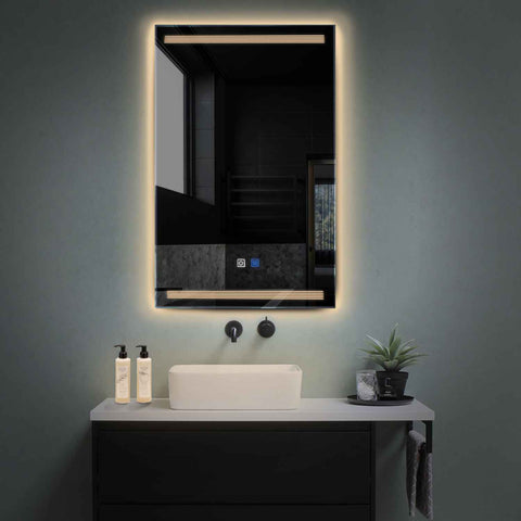 Specchio LED Verticale | Pulsanti touch | Funzione anti-appannamento | Luce bianca calda - Reyze Serie Minimal Modello 8