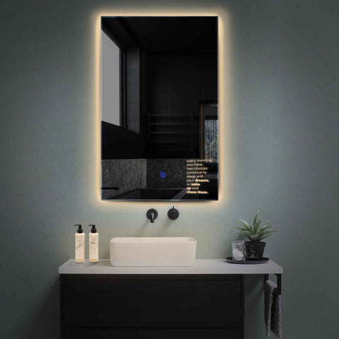 Specchio LED Verticale | Pulsante touch | Luce bianca calda - Reyze Serie Motivated Modello 2