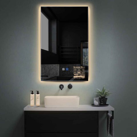 Specchio LED Verticale | Pulsanti touch | Funzione anti-appannamento | Luce bianca calda - Reyze Serie Motivated Modello 5