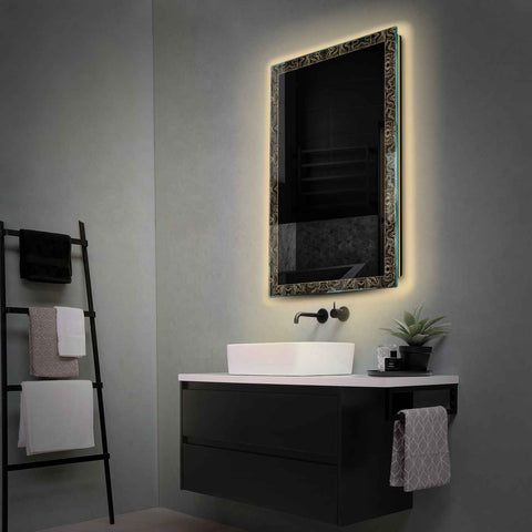 Specchio LED Verticale | Controllo tramite interruttore a muro | Luce bianca calda - Reyze Serie Official Modello 8