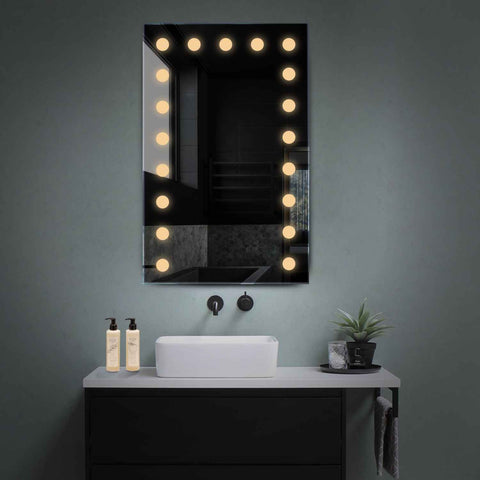 Specchio LED Verticale | Controllo tramite interruttore a muro | Luce bianca calda - Reyze Serie Salono Modello 6