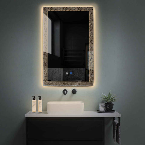 Specchio LED Verticale | Pulsanti touch | Funzione anti-appannamento | Luce bianca calda - Reyze Serie Simetria Modello 5