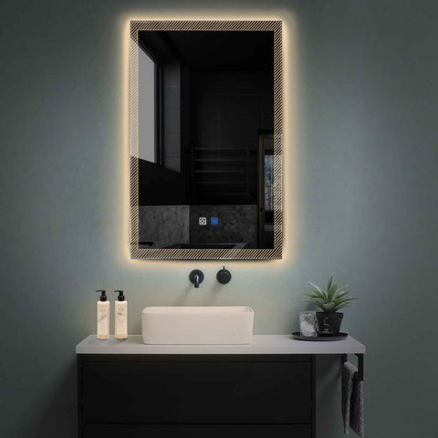 Specchio LED Verticale | Pulsanti touch | Funzione anti-appannamento | Luce bianca calda - Reyze Serie Simetria Modello 7
