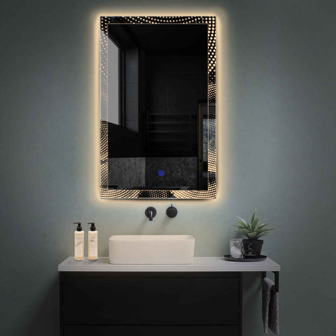 Specchio LED Verticale | Pulsante touch | Luce bianca calda - Reyze Serie Simetria Modello 8