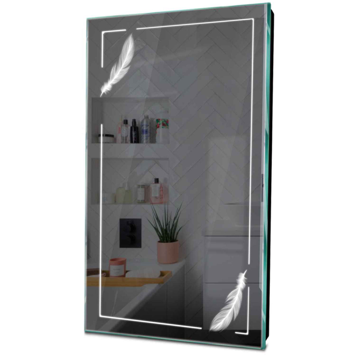 Specchio LED Verticale | Controllo tramite interruttore a muro | Luce bianca fredda - Reyze Serie Good Vibes Modello 2