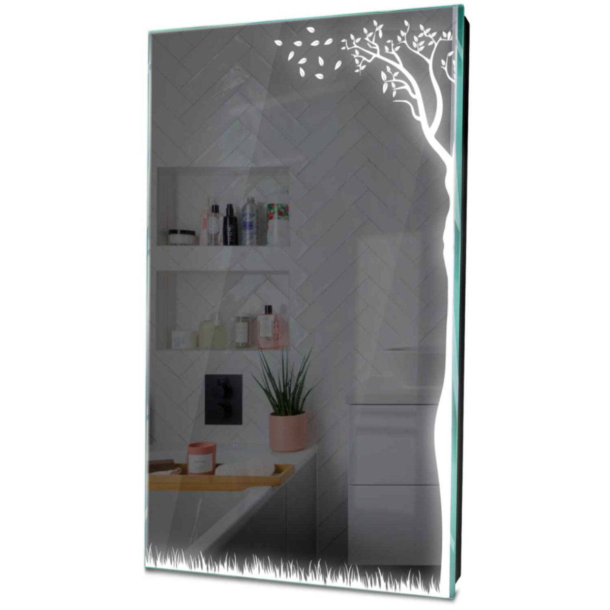 Specchio LED Verticale | Controllo tramite interruttore a muro | Luce bianca fredda - Reyze Serie Good Vibes Modello 8
