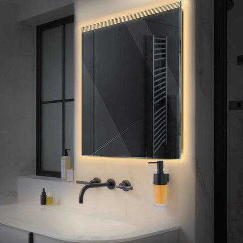 Specchio LED Quadrato | Controllo tramite interruttore a muro | Luce bianca calda - Reyze Serie Edge Modello 5