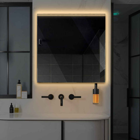 Specchio LED Quadrato | Controllo tramite interruttore a muro | Luce bianca calda - Reyze Serie Edge Modello 5