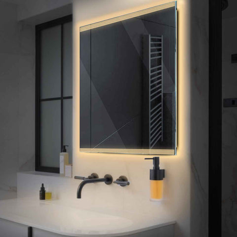 Specchio LED Quadrato | Controllo tramite interruttore a muro | Luce bianca calda - Reyze Serie Edge Modello 8