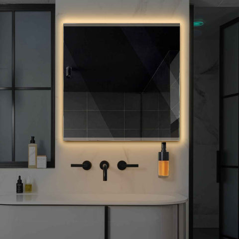 Specchio LED Quadrato | Controllo tramite interruttore a muro | Luce bianca calda - Reyze Serie Edge Modello 8