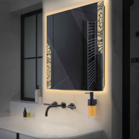 Specchio LED Quadrato | Controllo tramite interruttore a muro | Luce bianca calda - Reyze Serie Good Vibes Modello 4