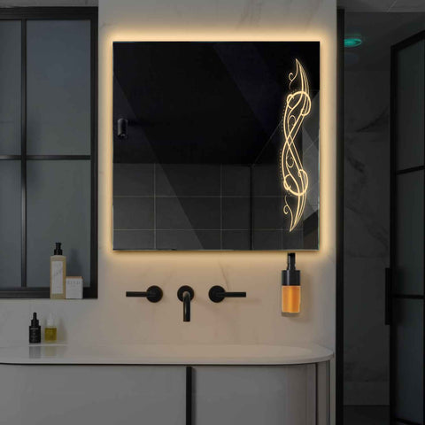 Specchio LED Quadrato | Controllo tramite interruttore a muro | Luce bianca calda - Reyze Serie Good Vibes Modello 6