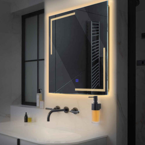 Specchio LED Quadrato | Pulsante touch | Luce bianca calda - Reyze Serie Minimal Modello 2