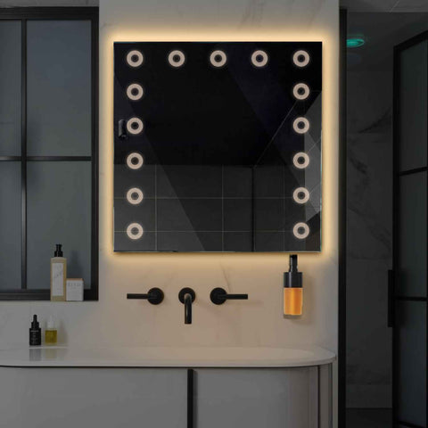 Specchio LED Quadrato | Controllo tramite interruttore a muro | Luce bianca calda - Reyze Serie Minimal Modello 4