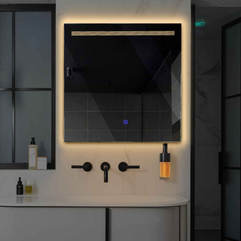 Specchio LED Quadrato | Pulsante touch | Luce bianca calda - Reyze Serie Minimal Modello 5
