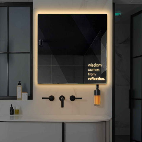 Specchio LED Quadrato | Controllo tramite interruttore a muro | Luce bianca calda - Reyze Serie Motivated Modello 1