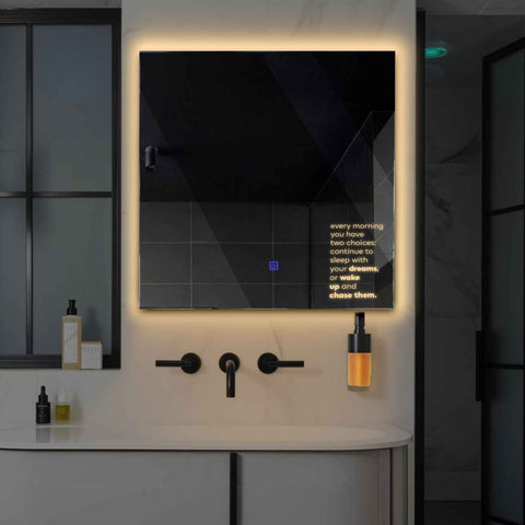 Specchio LED Quadrato | Pulsante touch | Luce bianca calda - Reyze Serie Motivated Modello 2