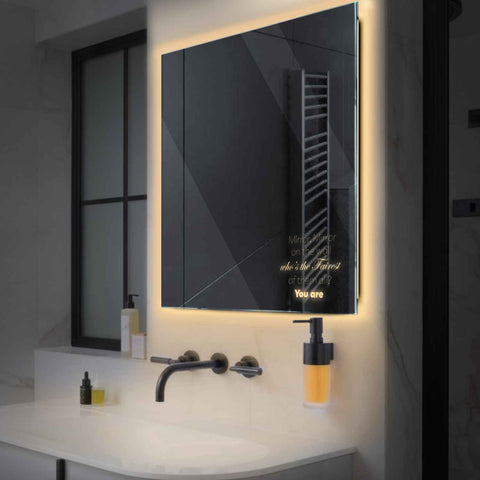 Specchio LED Quadrato | Controllo tramite interruttore a muro | Luce bianca calda - Reyze Serie Motivated Modello 4