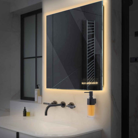 Specchio LED Quadrato | Controllo tramite interruttore a muro | Luce bianca calda - Reyze Serie Motivated Modello 7