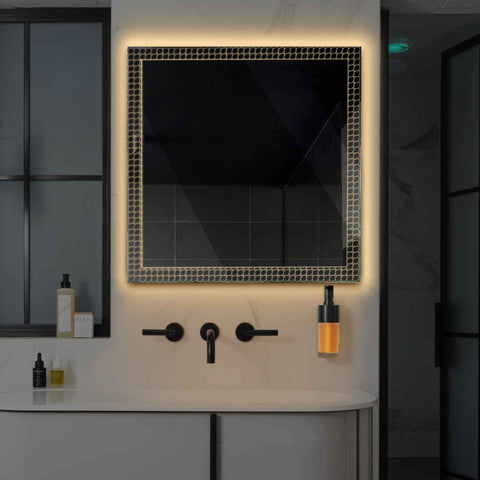 Specchio LED Quadrato | Controllo tramite interruttore a muro | Luce bianca calda - Reyze Serie Official Modello 3