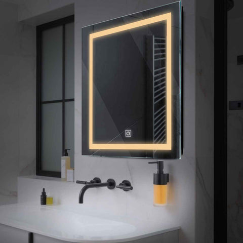 Specchio LED Quadrato | Pulsante touch | Luce bianca calda - Reyze Serie Salono Modello 1