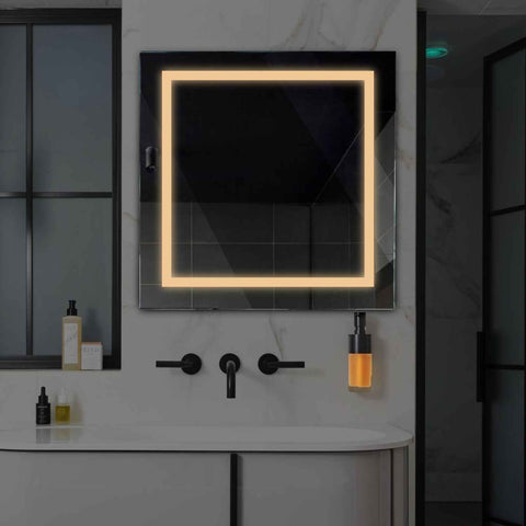 Specchio LED Quadrato | Controllo tramite interruttore a muro | Luce bianca calda - Reyze Serie Salono Modello 1