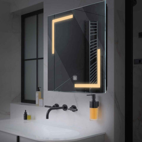 Specchio LED Quadrato | Pulsante touch | Luce bianca calda - Reyze Serie Salono Modello 3