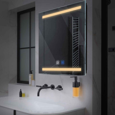 Specchio LED Quadrato | Pulsanti touch | Funzione anti-appannamento | Luce bianca calda - Reyze Serie Salono Modello 4