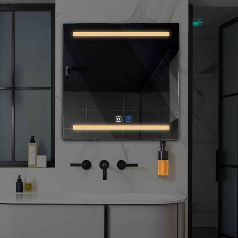Specchio LED Quadrato | Pulsanti touch | Funzione anti-appannamento | Luce bianca calda - Reyze Serie Salono Modello 4