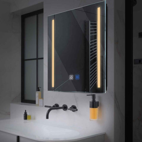 Specchio LED Quadrato | Pulsanti touch | Funzione anti-appannamento | Luce bianca calda - Reyze Serie Salono Modello 5