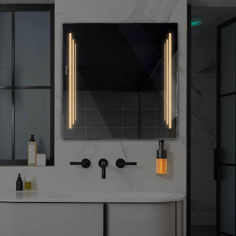 Specchio LED Quadrato | Controllo tramite interruttore a muro | Luce bianca calda - Reyze Serie Salono Modello 8