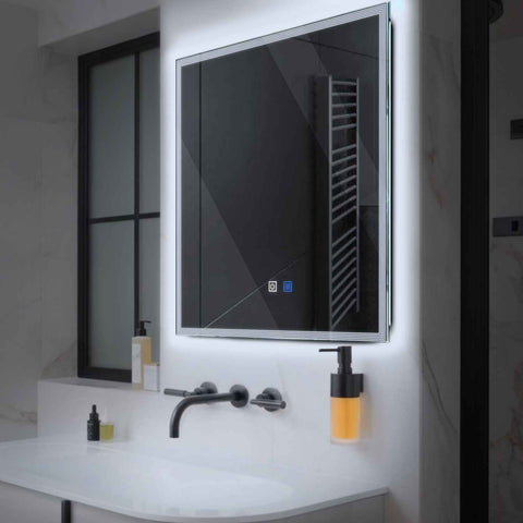 Specchio LED Quadrato | Pulsanti touch | Funzione anti-appannamento | Luce bianca fredda - Reyze Serie Edge Modello 1