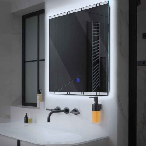 Specchio LED Quadrato | Pulsante touch | Luce bianca fredda - Reyze Serie Edge Modello 3