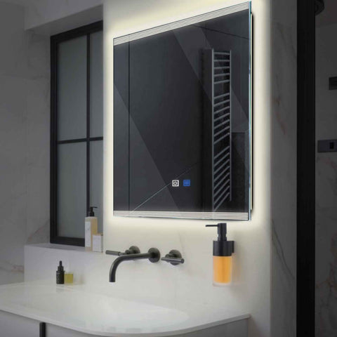 Specchio LED Quadrato | Pulsanti touch | Funzione anti-appannamento | Luce bianca neutra - Reyze Serie Edge Modello 8