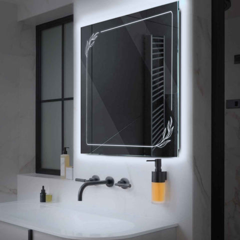 Specchio LED Quadrato | Controllo tramite interruttore a muro | Luce bianca fredda - Reyze Serie Good Vibes Modello 1