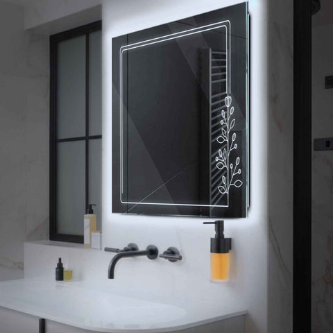 Specchio LED Quadrato | Controllo tramite interruttore a muro | Luce bianca fredda - Reyze Serie Good Vibes Modello 3