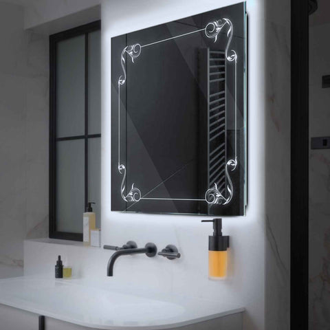 Specchio LED Quadrato | Controllo tramite interruttore a muro | Luce bianca fredda - Reyze Serie Good Vibes Modello 5