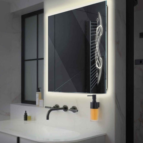Specchio LED Quadrato | Controllo tramite interruttore a muro | Luce bianca neutra - Reyze Serie Good Vibes Modello 6