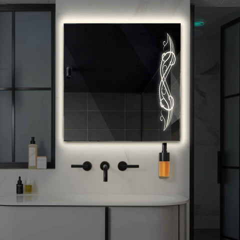 Specchio LED Quadrato | Controllo tramite interruttore a muro | Luce bianca neutra - Reyze Serie Good Vibes Modello 6