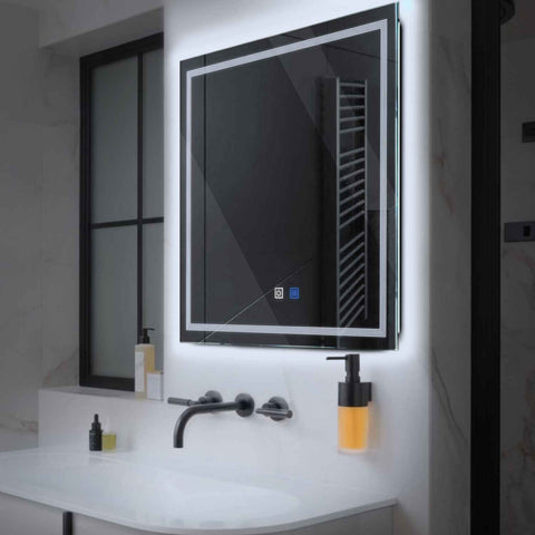 Specchio LED Quadrato | Pulsanti touch | Funzione anti-appannamento | Luce bianca fredda - Reyze Serie Minimal Modello 1