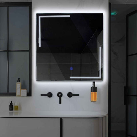 Specchio LED Quadrato | Pulsante touch | Luce bianca fredda - Reyze Serie Minimal Modello 2