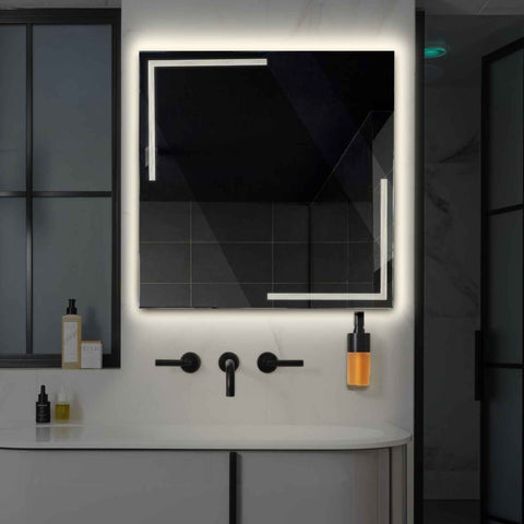 Specchio LED Quadrato | Controllo tramite interruttore a muro | Luce bianca neutra - Reyze Serie Minimal Modello 2