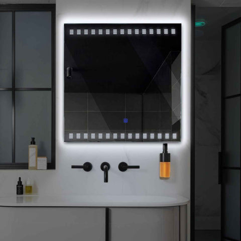 Specchio LED Quadrato | Pulsante touch | Luce bianca fredda - Reyze Serie Minimal Modello 6