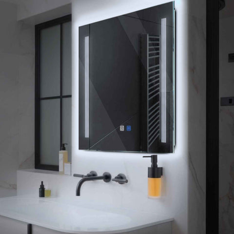 Specchio LED Quadrato | Pulsanti touch | Funzione anti-appannamento | Luce bianca fredda - Reyze Serie Minimal Modello 7