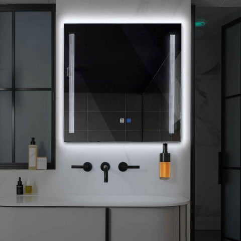 Specchio LED Quadrato | Pulsanti touch | Funzione anti-appannamento | Luce bianca fredda - Reyze Serie Minimal Modello 7
