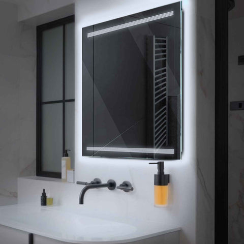 Specchio LED Quadrato | Controllo tramite interruttore a muro | Luce bianca fredda - Reyze Serie Minimal Modello 8