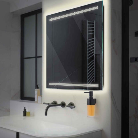 Specchio LED Quadrato | Controllo tramite interruttore a muro | Luce bianca neutra - Reyze Serie Minimal Modello 8