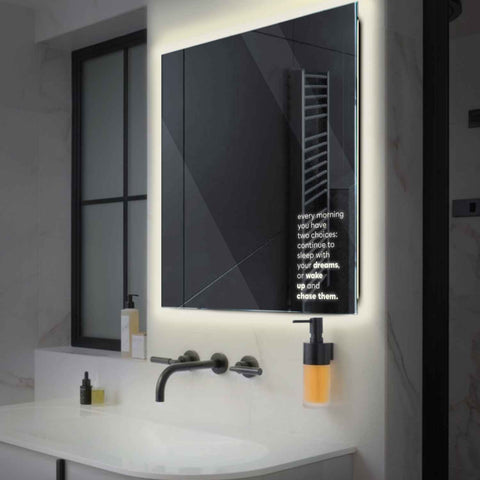 Specchio LED Quadrato | Controllo tramite interruttore a muro | Luce bianca neutra - Reyze Serie Motivated Modello 2