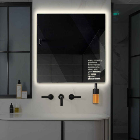 Specchio LED Quadrato | Controllo tramite interruttore a muro | Luce bianca neutra - Reyze Serie Motivated Modello 2