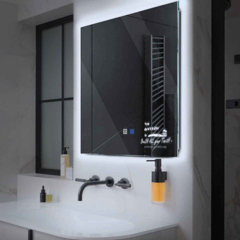 Specchio LED Quadrato | Pulsanti touch | Funzione anti-appannamento | Luce bianca fredda - Reyze Serie Motivated Modello 3